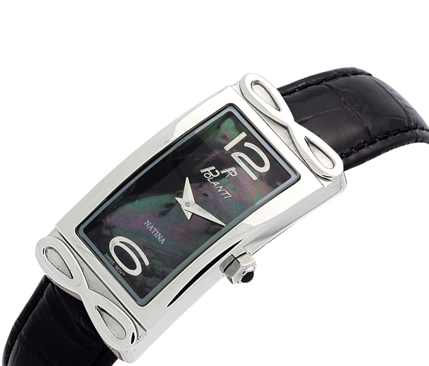 LeChateau, Ladies Swiss Quartz movement, Mother of Pearl Dial, Genuine Leather Band, Black Color, MSRP: $495.01