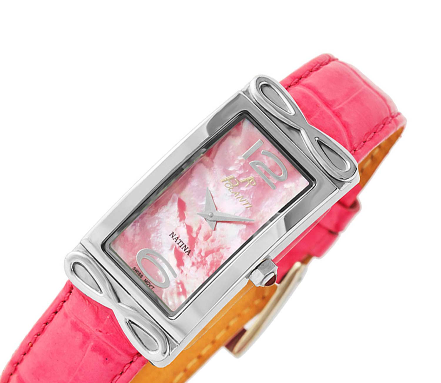 LeChateau, Ladies Swiss Quartz movement, Mother of Pearl Dial, Genuine Leather Band, Fuchsia Color, MSRP: $495.02
