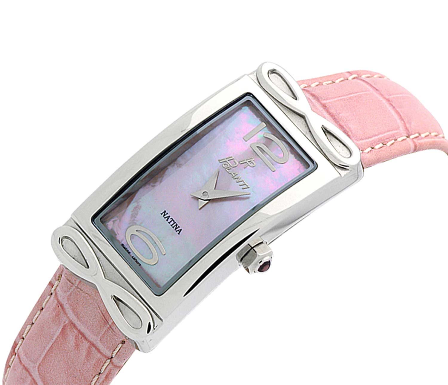 LeChateau, Ladies Swiss Quartz movement, Mother of Pearl Dial, Genuine Leather Band, Pink Color, MSRP: $495.01