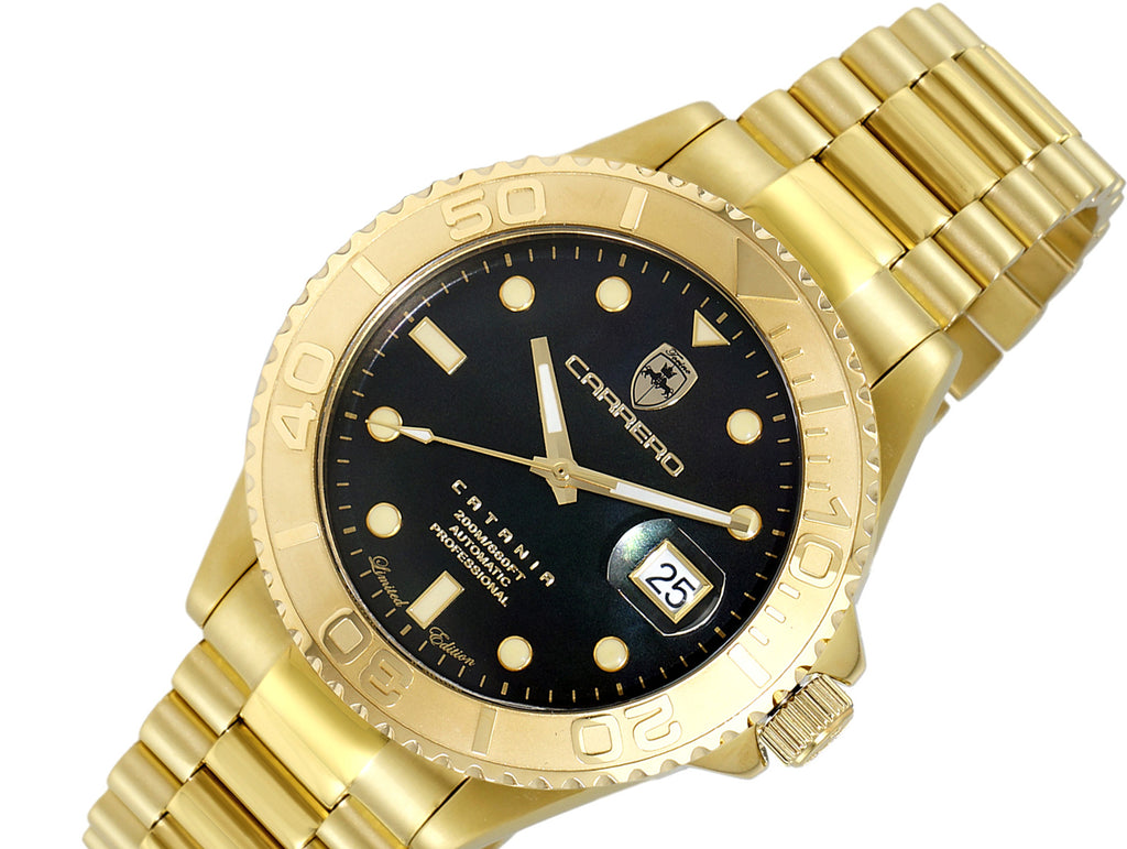 LeChateau Men's Automatic - Magnifying Date, MOP Dial with Exhibition Back case - C1G266BK Retail at (MSRP: $ 2,124.00)