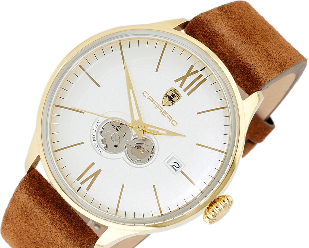 LECHATEAU MEN'S AUTOMATIC NH35 - 24 JEWELS OPEN HEART, EXHIBITION BACK, C1G1780-SV, RETAIL AT (MSRP: $2,028.00)