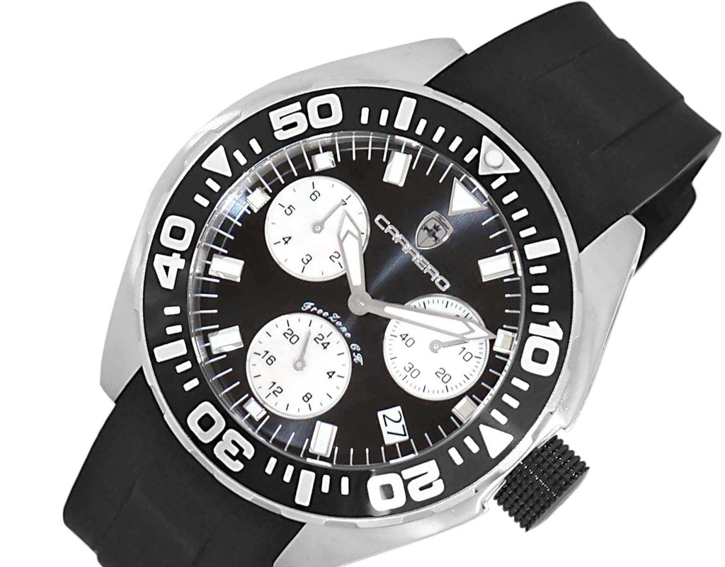 LeChateau, Men's Swiss Multi-Functiom Ronda X30 Movement, Black Dial -Bezel, Silicon Band, C1BK8824-BK - MSRP: $2,340.00