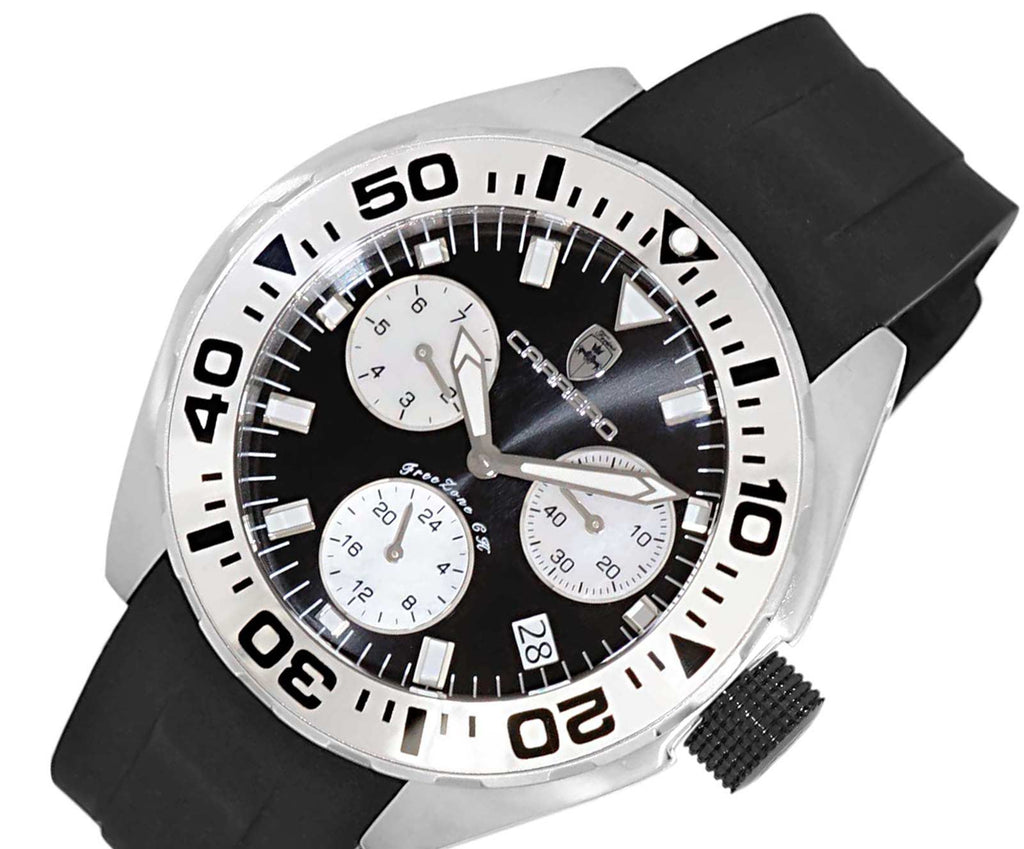 LeChateau, Men's Swiss Multi-Functiom Ronda X30 Movement, Black Dial -Bezel, Silicon Band, C1S8824-BK - MSRP: $2,340.00