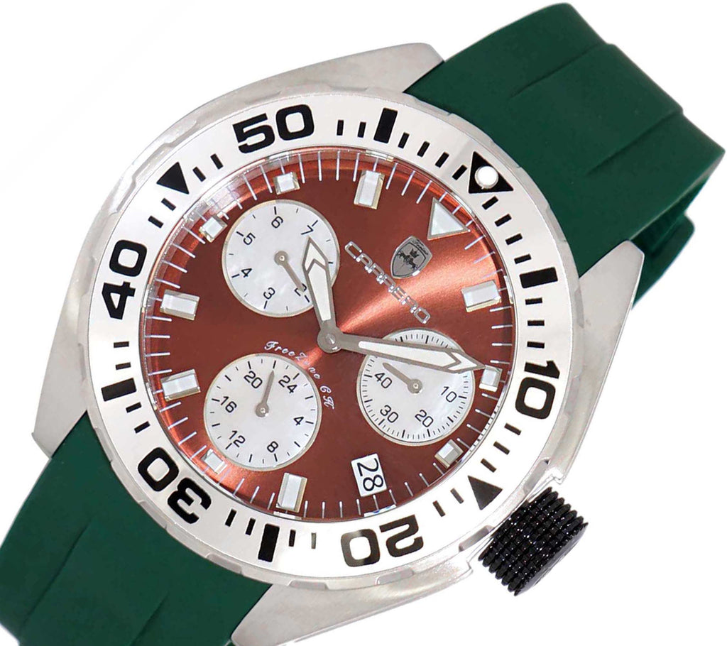 LeChateau, Men's Swiss Multi-Functiom Ronda X30 Movement, Brown Dial -Bezel, Silicon Band, C1S8824-BN_GN- MSRP: $2,340.00