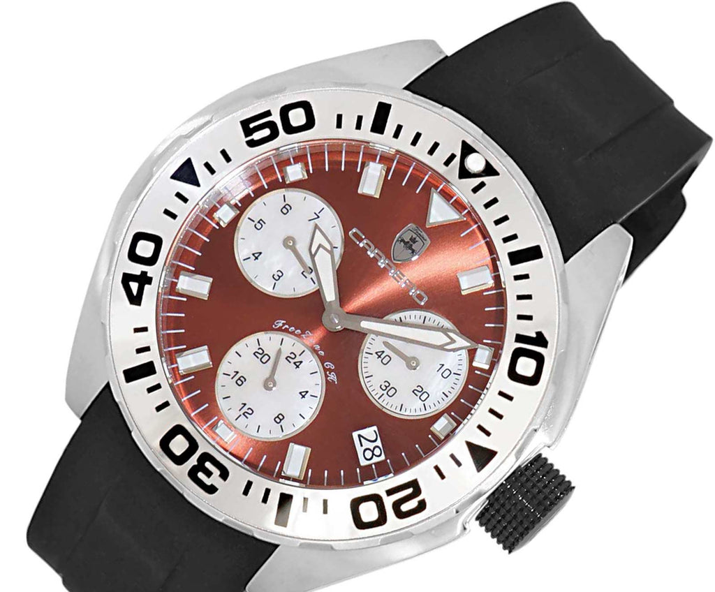 LeChateau, Men's Swiss Multi-Functiom Ronda X30 Movement, Brown Dial -Bezel, Silicon Band, C1SK8824-BN - MSRP: $2,340.00