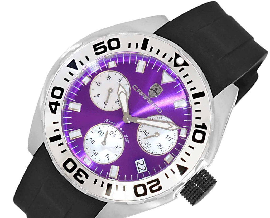 LeChateau, Men's Swiss Multi-Functiom Ronda X30 Movement, Purple Dial -Bezel, Silicon Band, C1SK8824-PU - MSRP: $2,340.00