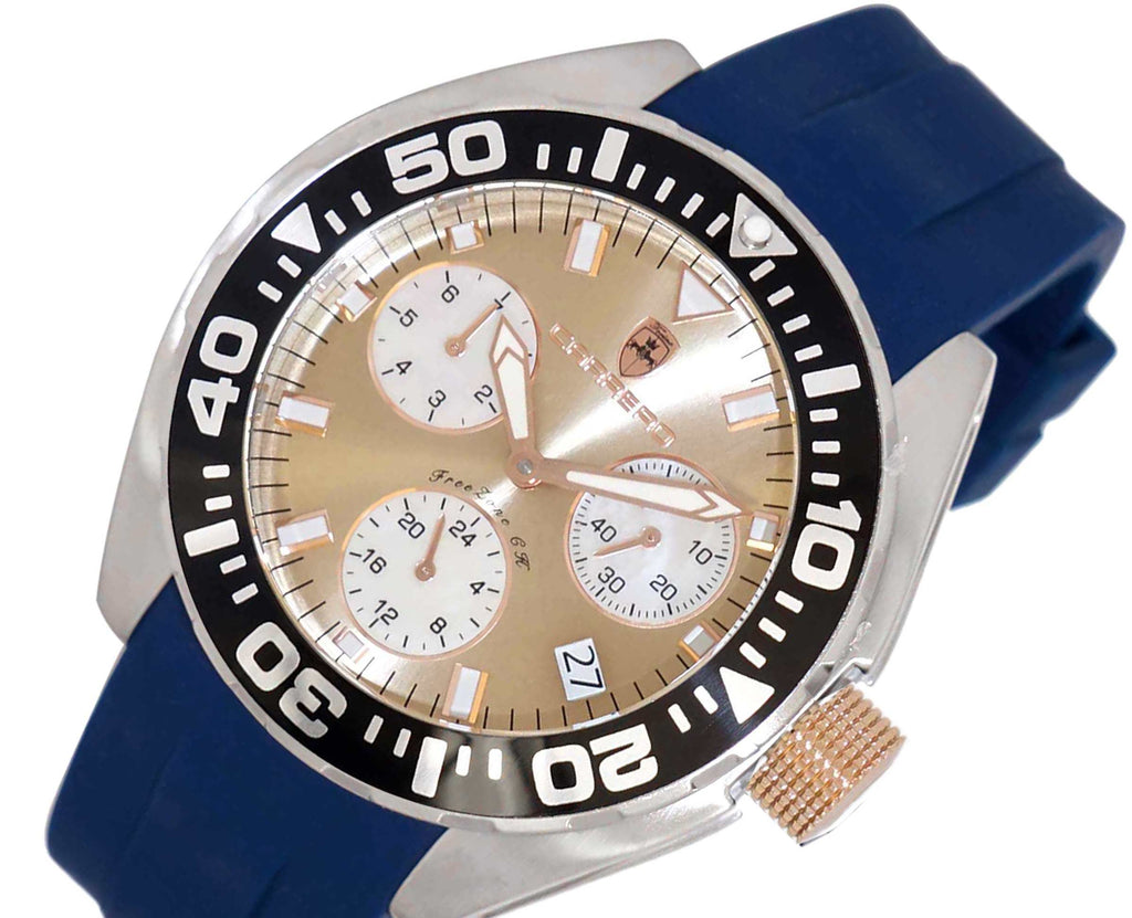 LeChateau, Men's Swiss Multi-Functiom Ronda X30 Mov't, Brown Dial , Silicon Band,Rosetone  C1R8824-BN_BU - MSRP: $2,340.00