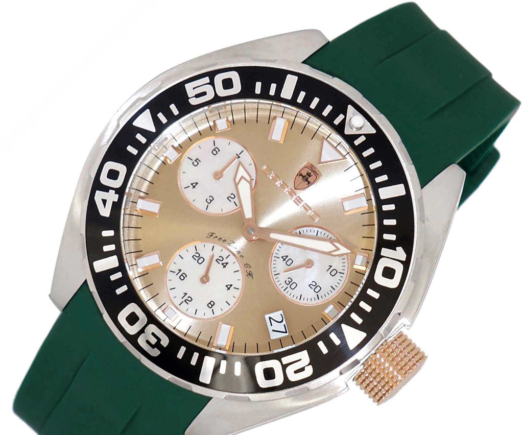 LeChateau, Men's Swiss Multi-Functiom Ronda X30 Mov't, Brown Dial , Silicon Band,Rosetone  C1R8824-BN_GN - MSRP: $2,340.00