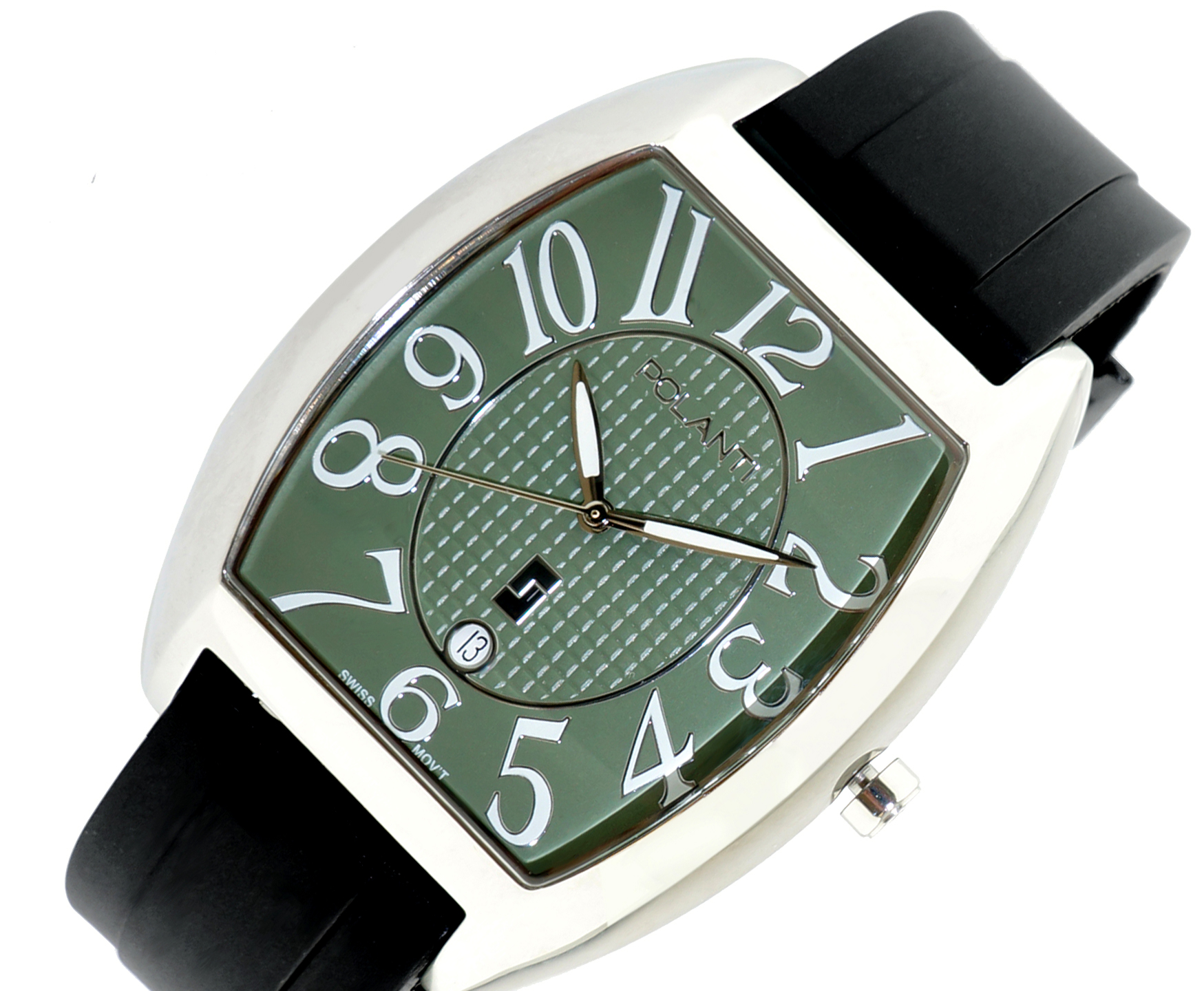 Lechateau,  Men's Swiss Quartz Date Black Dial, Silcon Band 1Z-101G-SS , Retail at (MSRP: $895.00)