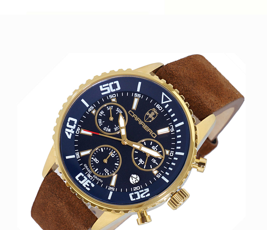 LeChateau - Men's SWISS RHONDA Z-60 Chronograph Men's, Blue  Date Dial-Goldtone , C1G4343BU_LBN  Retail at (MSRP: $2,124.00)