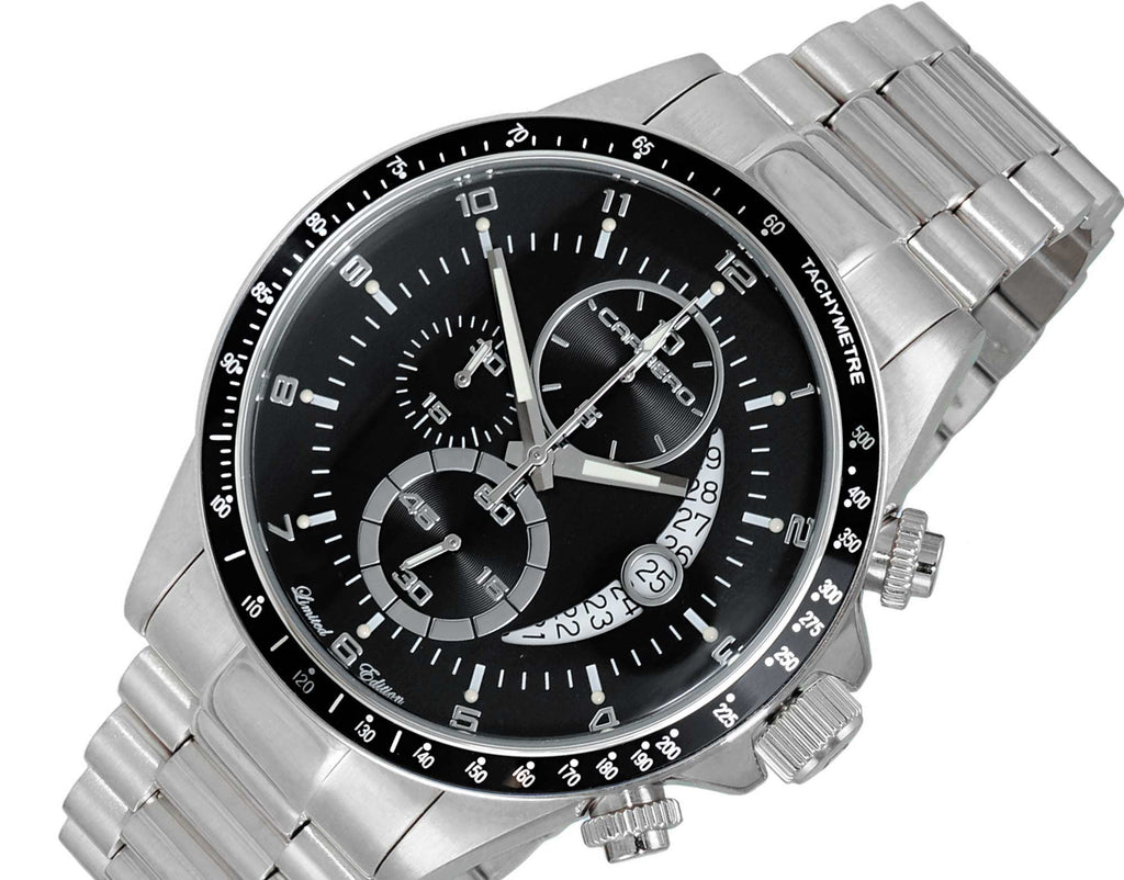 Lechateau Mens, Swiss-Ronda Chronograph Mov't, Black - Date Dial,Black bezel, MSRP: $2,468.00