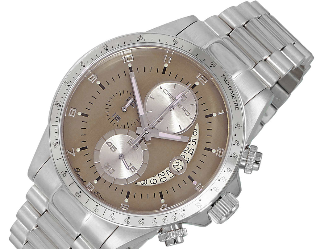 Lechateau Mens, Swiss-Ronda Chronograph Mov't, Light Brown -Date Dial, MSRP: $2,468.01
