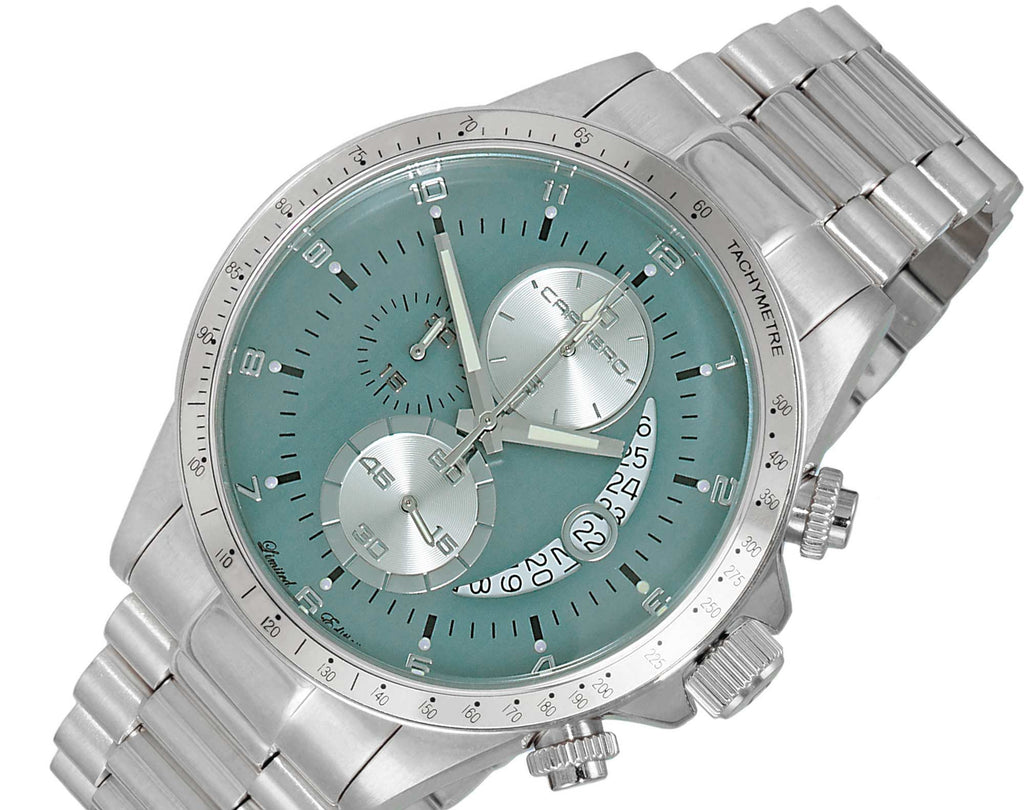 Lechateau Mens, Swiss-Ronda Chronograph Mov't, Teal Green  -Date Dial, MSRP: $2,468.00