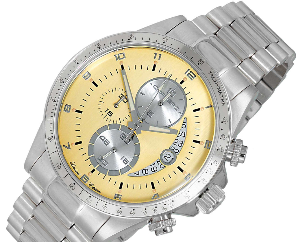 Lechateau Mens, Swiss-Ronda Chronograph Mov't, Yellow -Date Dial, MSRP: $2,468.00