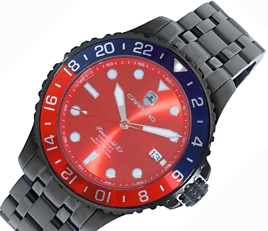 LeChateau, Men's TIME BOLD- X1 COLLECTION, NH35 AUTOMATIC MOVEMENT, 10 ATM, IPB - RED/BLUE, MSRP:  $2,340.00
