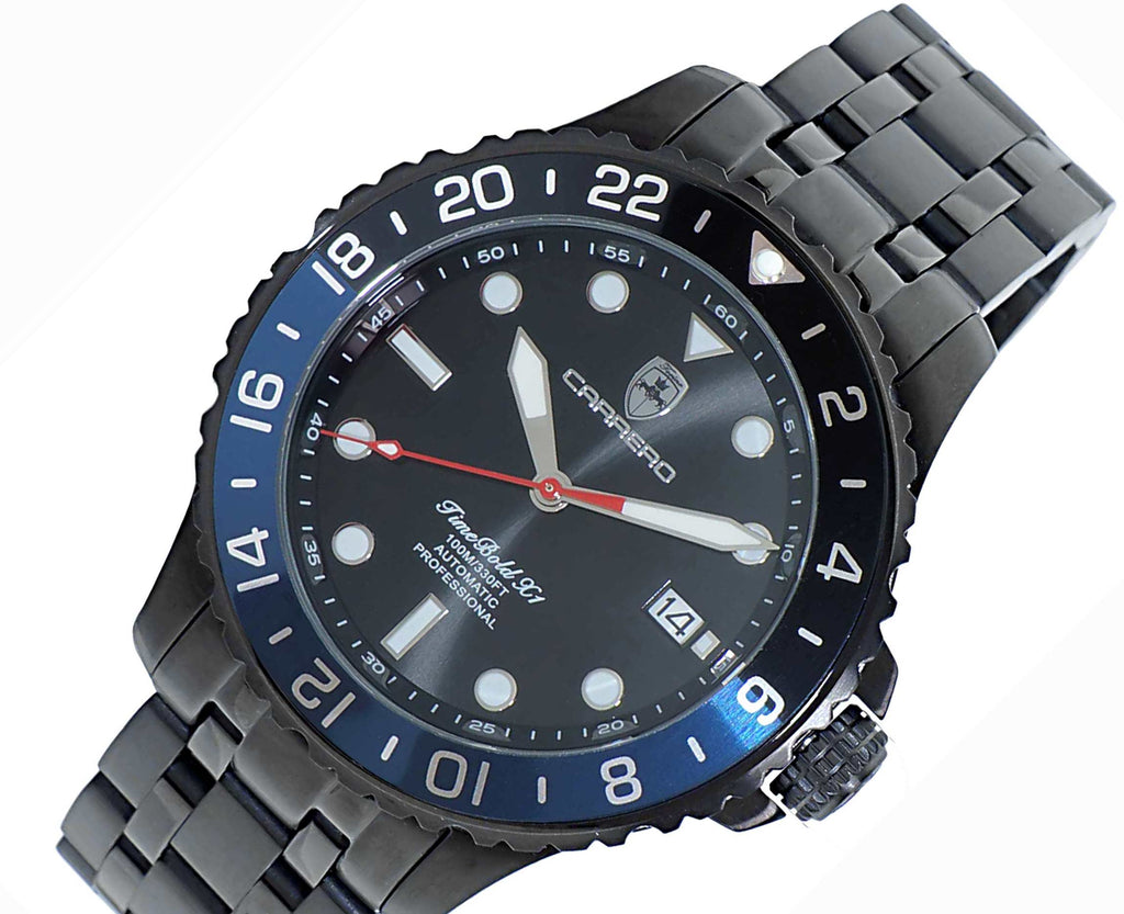 LeChateau, Men's TIME BOLD- X1 COLLECTION, NH35 AUTOMATIC MOVEMENT, 10 ATM, IP-BLACK - BLACK/BLUE, MSRP:  $2,340.00