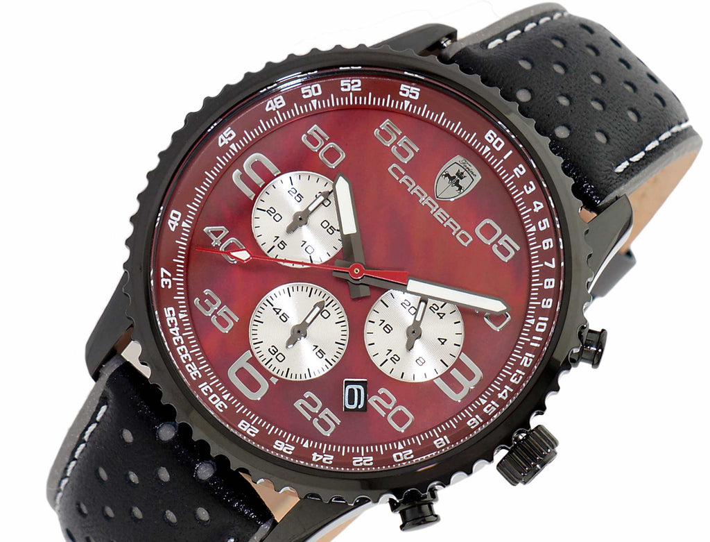 Lechateau, Men's VR32 Movement Chronograph Movement, Brown MOP Dial, IP-Black Tone, C1B7023-MR - Retail at (MSRP: $2,148.00)