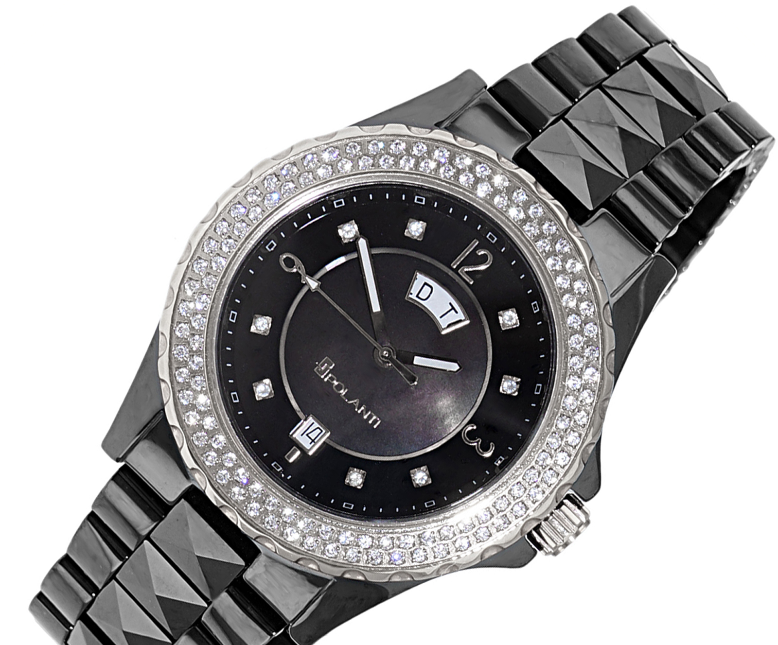 LeChateau, SWISS MOVEMENT, High Tect Ceramic case and band, MOP Dial, P7895K Retail At (MSRP: $795.00)