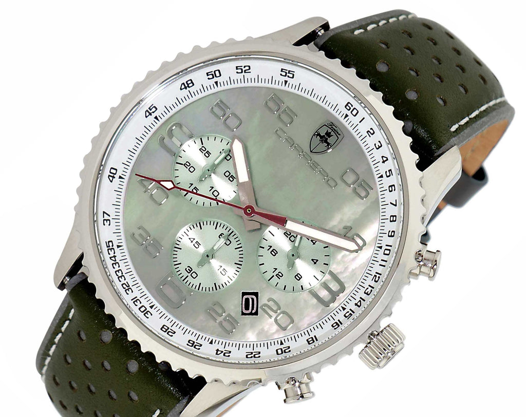 Lechateau - VR32 Movement Chronograph Mov't, Brown MOP Dial, Genuine Leather Band, C1S7023-BN - Retail at (MSRP: $2,148.00)