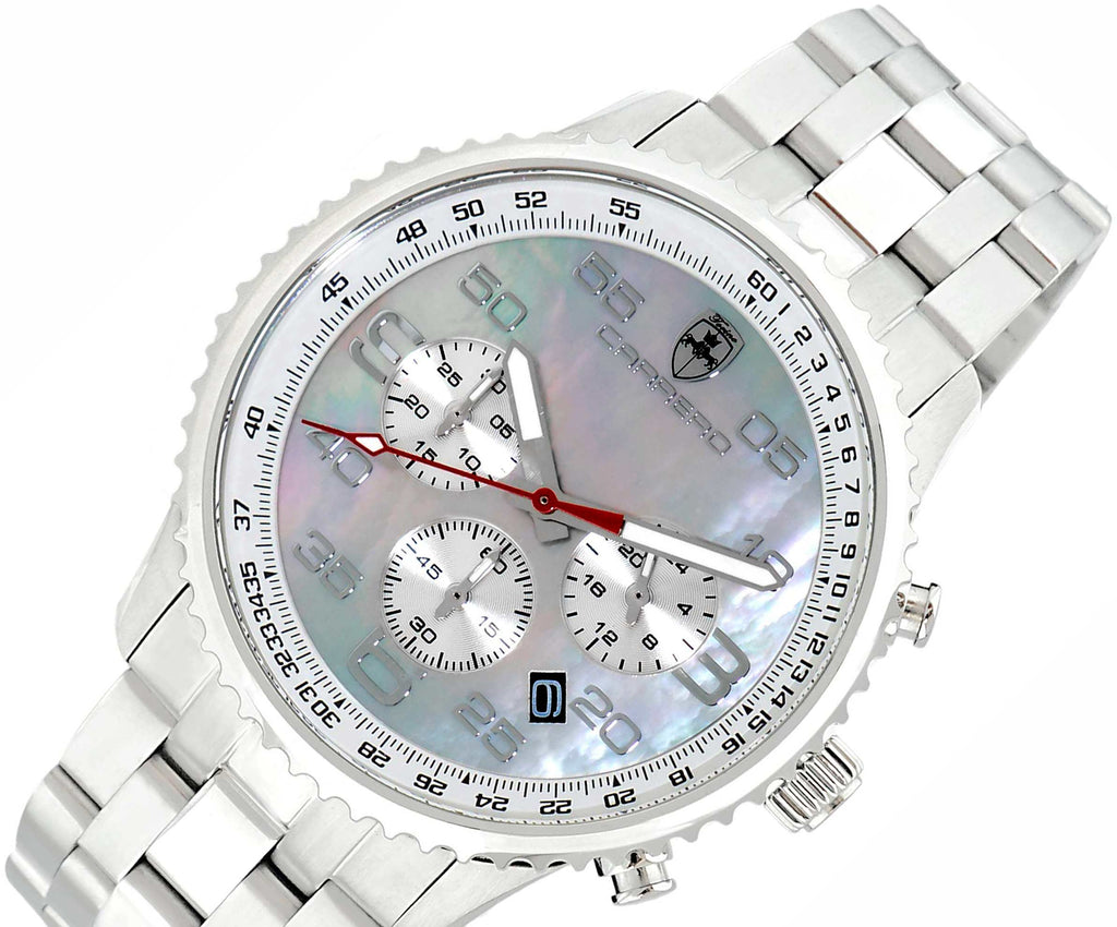 Lechateau - VR32 Mov't Chronograph Mov't, Brown MOP Dial,  Stainless Steel case and band  (MSRP: $2,220.00)