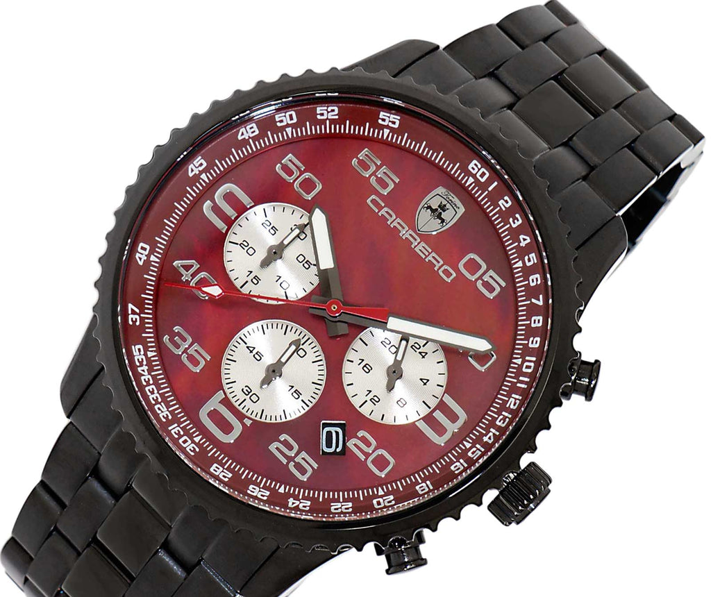 Lechateau - VR32 Mov't Chronograph Mov't, Maroon MOP Dial, Stainless Steel case and band  (MSRP: $2,220.00)
