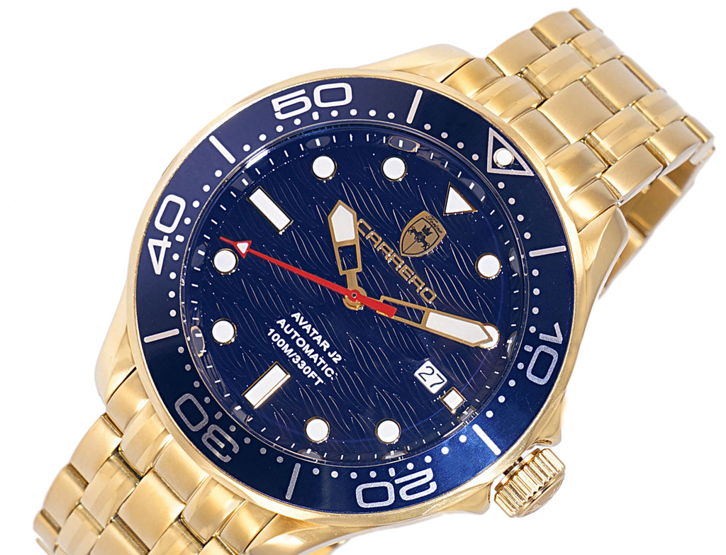 Lechateau Watches - Automatic -24  Jewels NH35, Textured Blue Date dial C1S6161BU - Retail at (MSRP: 2,268.00)