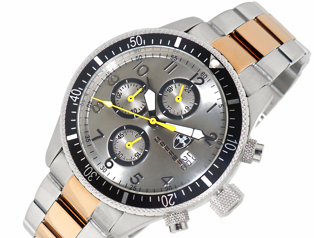 Lechateau Watches - Chronograph Epson VR33 Muscle Mov't, Stainless Steel Case and Band (2-tone Rose), (MSRP:$1,475.00)