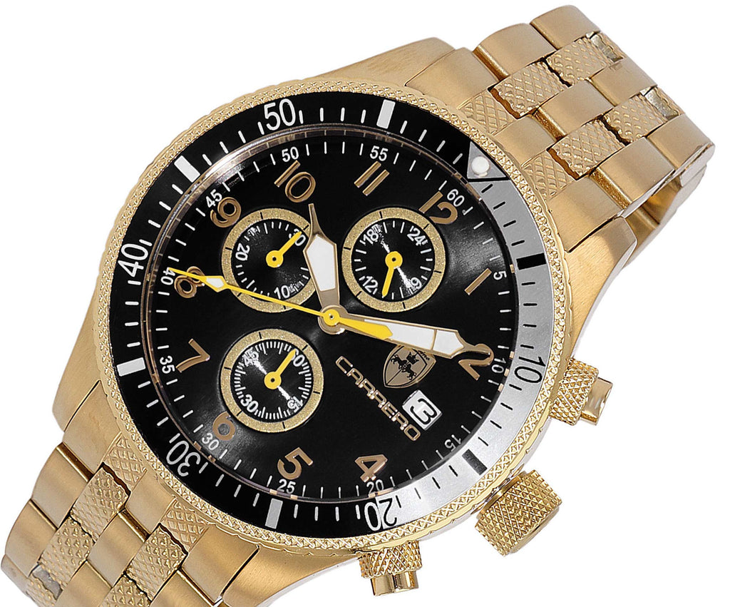 Lechateau Watches - Chronograph Epson VR33 Muscle Movt, Stainless Steel Case and Band ,  CG17733BKSV, Retail at (MSRP:$1,475.00)