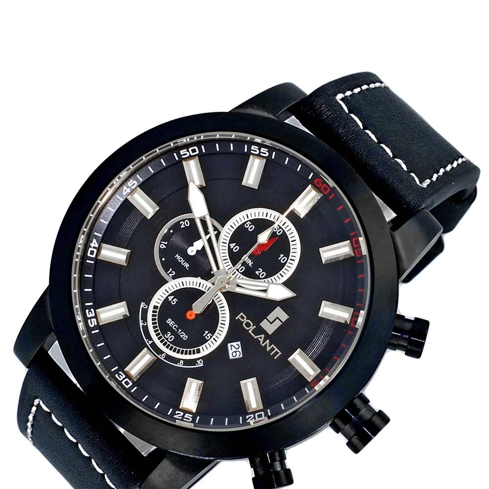 Lechateau Watches Men's Chronograph Mov't. Date Dial, RG0001-IPBK-BKS RETAIL AT (MSRP: $ 794.00)