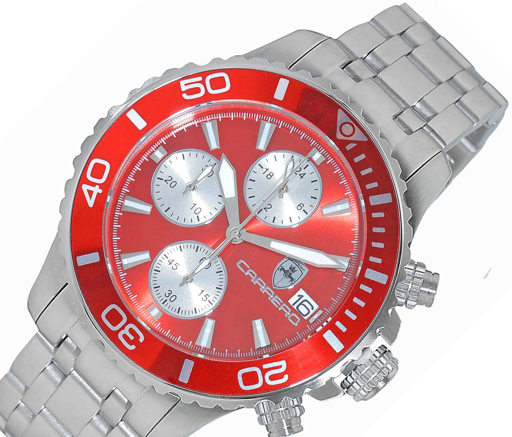 Lechateau Watches, Men's VR33-Chronograph Mov't., Red - Date Dial and BEZEL,  C1S3735RD -  RETAIL AT (MSRP: $1,595.00)