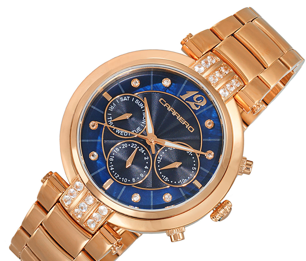 Lechateau Watches  Multi-function, Day-date Counter, Blue Mother of Pearl Dial, CL1R03BU, Retail at (MSRP: $1,668.00)