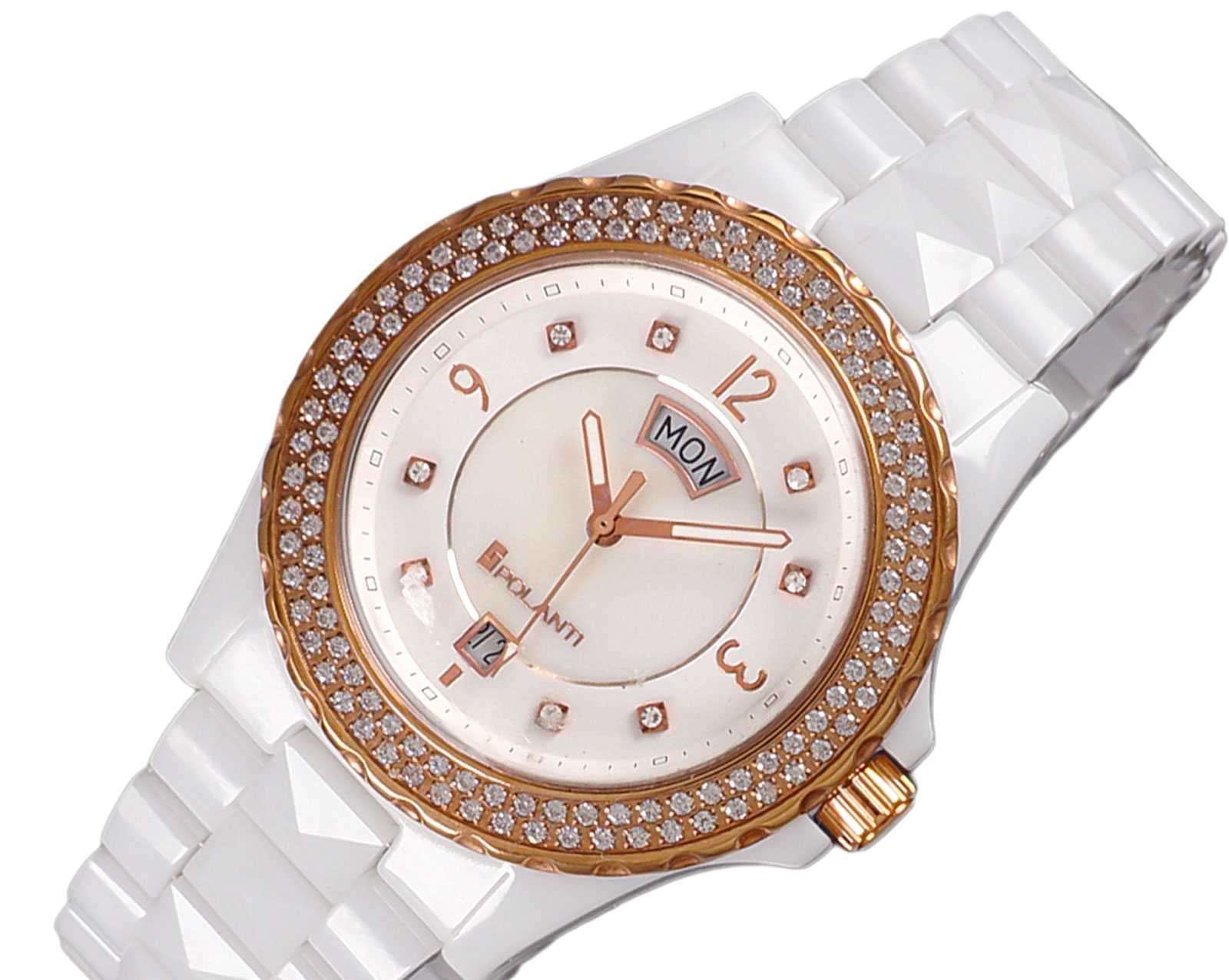 Lechateau Watches, SWISS MOV'T, High Tect Ceramic case and band, MOP Dial, P7895-WR Retail at (MSRP: $995.00)