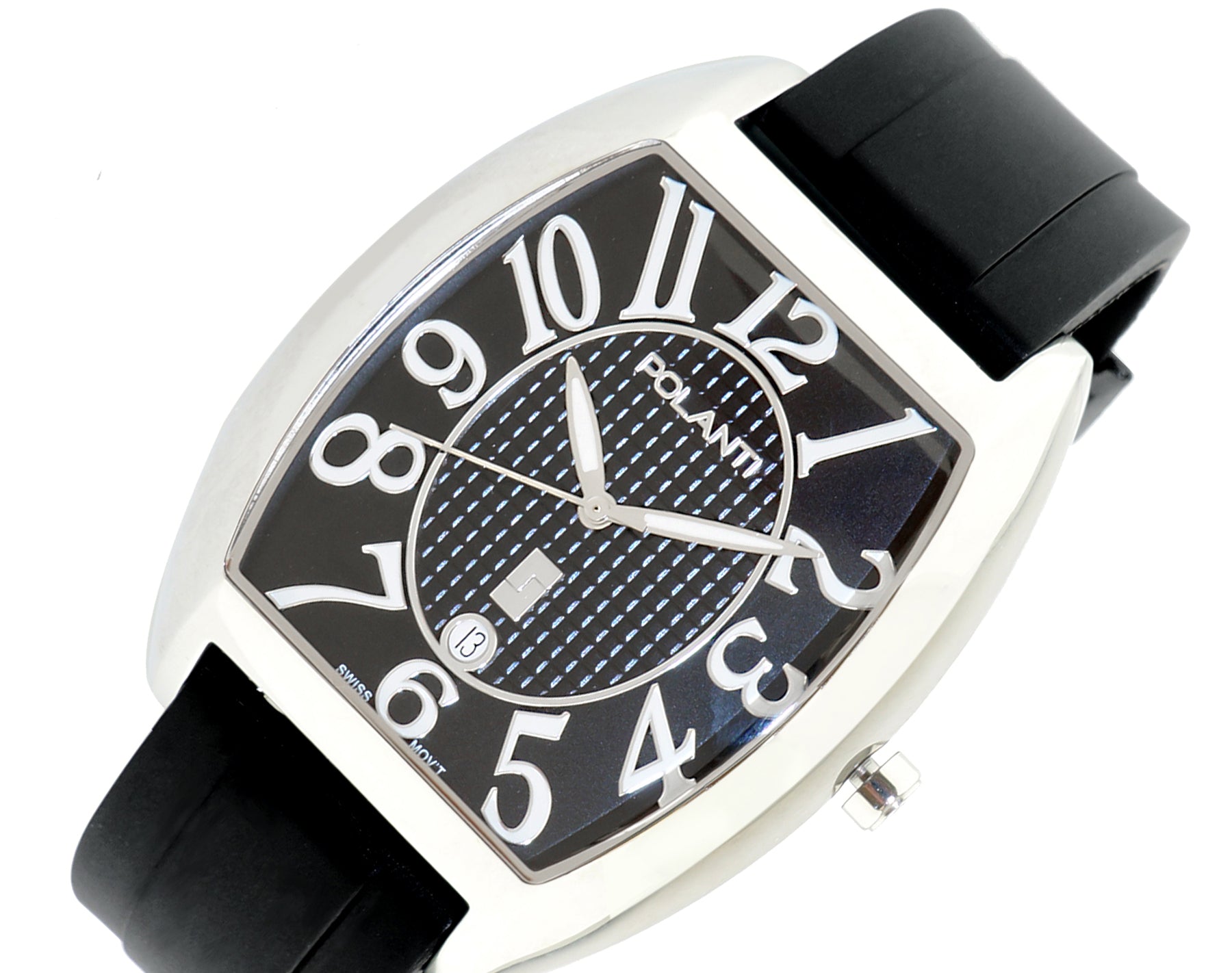 Lechateau,Men's Swiss Quartz Date Black Dial, Silcon Band 1Z-101K-SS, Retail at (MSRP: $895.00)