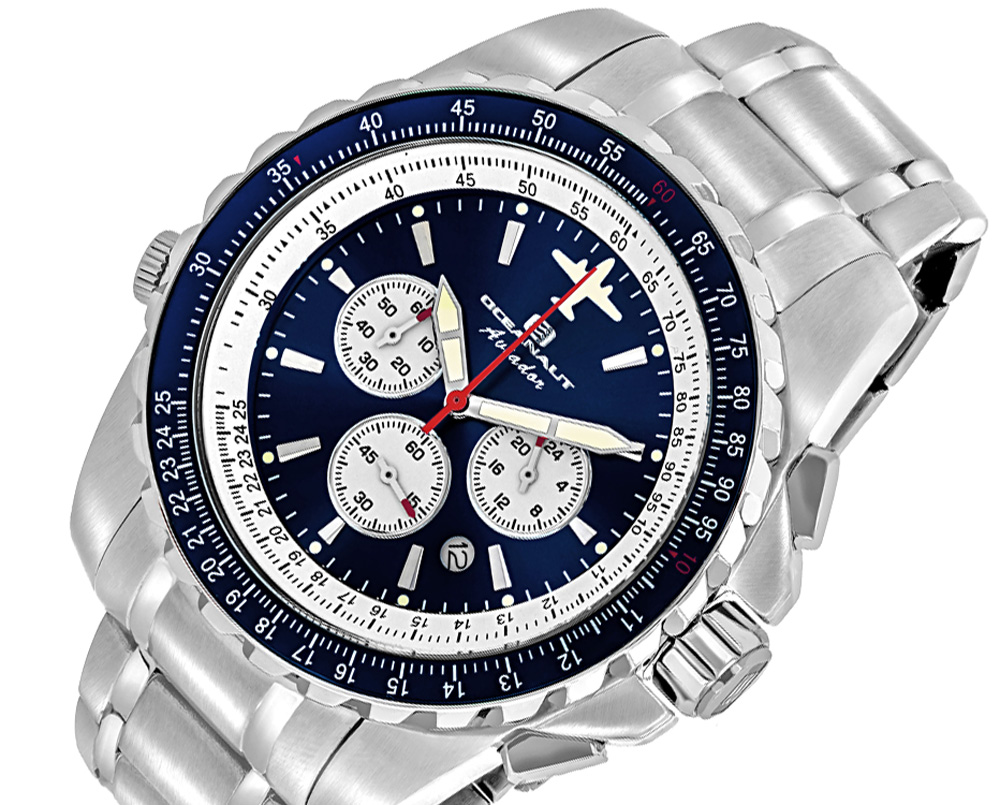 Oceanaut Men's  Aviador Pilot  Chronograph Mov't. Analog Display ,Green Dial  Quartz, OC0113- Retail at (MSRP: $850.00)