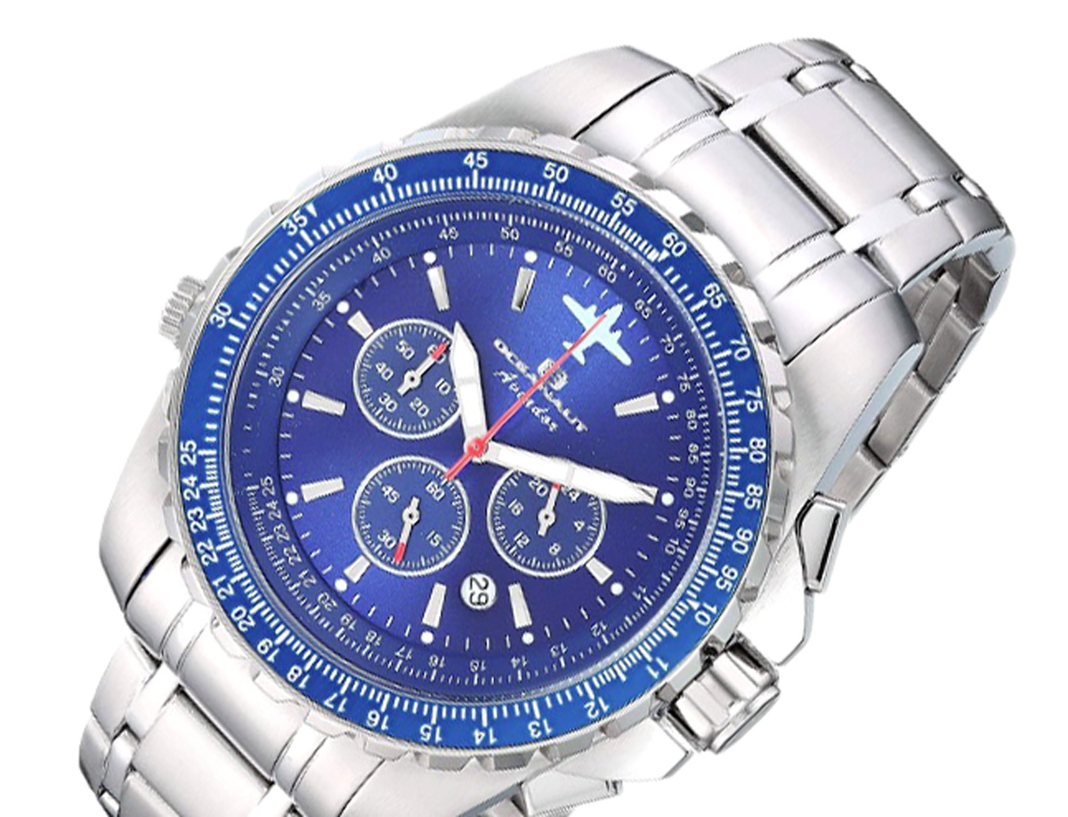 Oceanaut Men's Aviator Pilot Quartz Stainless-Steel Strap,  Blue Dial , OC0114 - Retail at (MSRP: $850.00)