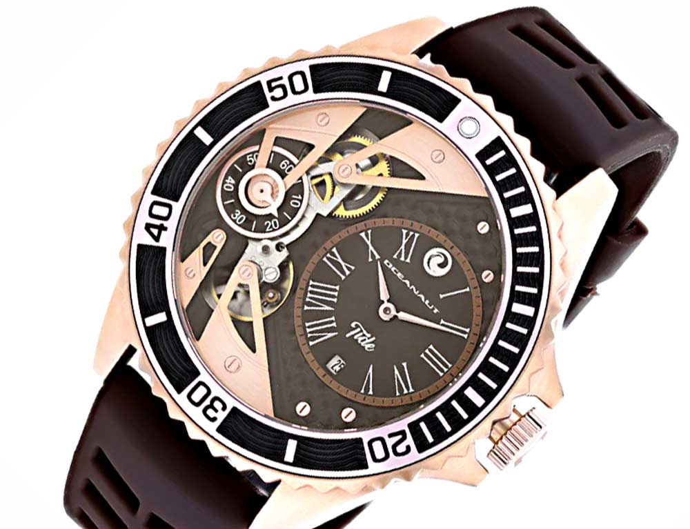 Oceanaut Men's , Stainless steel case, Rubber strap, Brown dial,  (MSRP: $550.00)