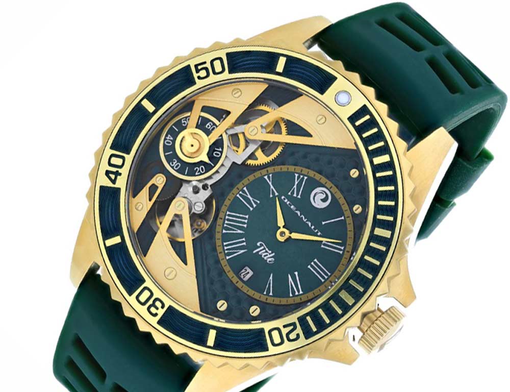 Oceanaut Men's Stainless steel case, Rubber strap, Green dial, Quartz movement, Scratch resistant minera, (MSRP: $550.00)