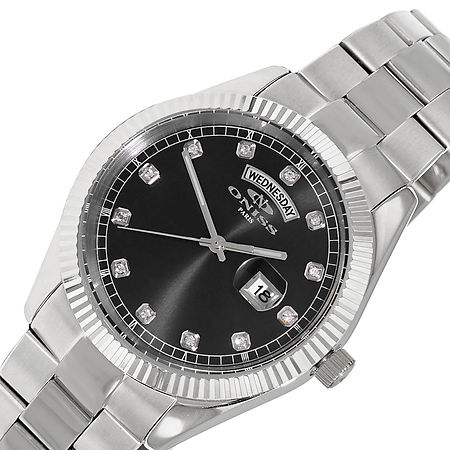 ONISS  DAY-DATE WITH BLACK MOTHER OF PEARL DIAL , ON3881-MBK , RETAIL AT (MSRP: $325.00)