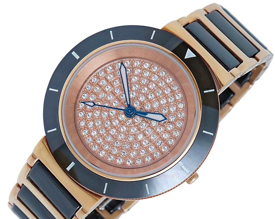 ONISS Ladies, Black High-tech Ceramic and Stainless Steel Case and Band  Rose tone (MSRP:  $550.00)