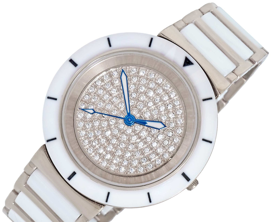 ONISS  Ladies, White High-tech Ceramic and Stainless Steel Case and Band Rosetone (MSRP:  $550.00)
