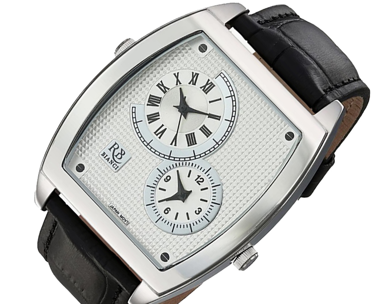 ROBERTO BIANCI Men's , 2-Time Zone, Silver tone-White Dial, RB0740 - Retail at (MSRP: $295.00)