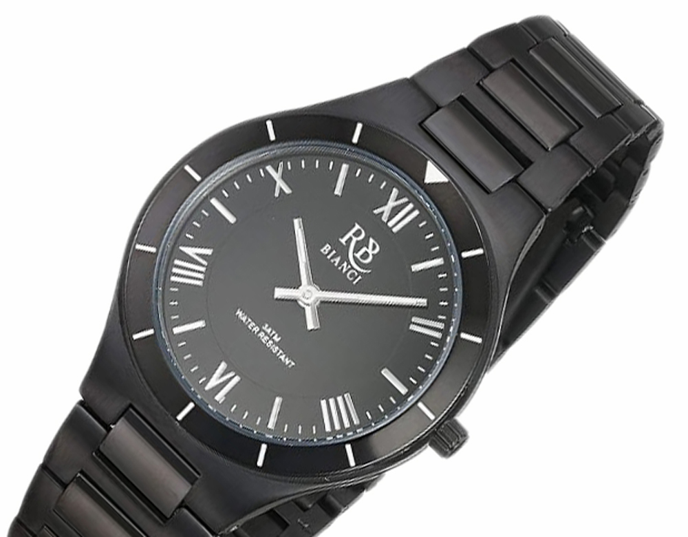 Roberto Bianci, Stainless steel case and bracelet, Black dial, Quartz movement, Retail at (MSRP: $195.00)