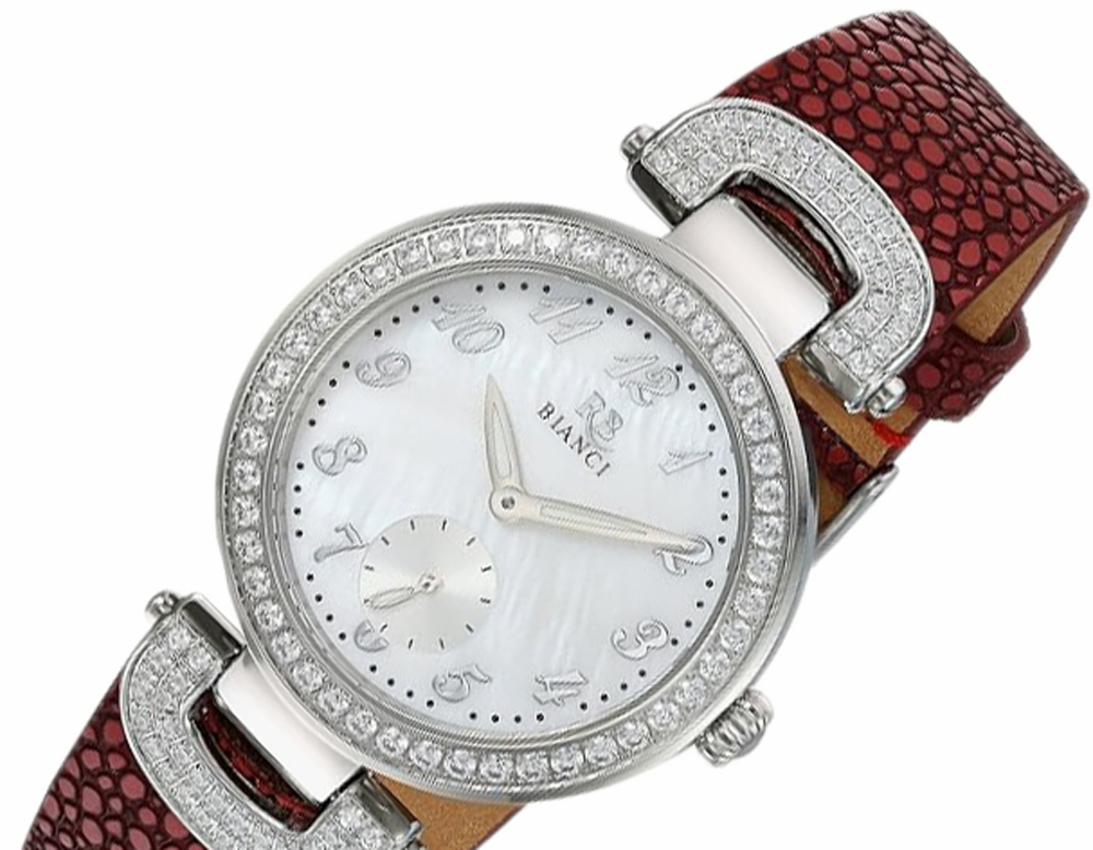 Roberto Bianci, Stainless steel case, Leather strap, White mother of pearl dial, Retail at (MSRP:$350.00)
