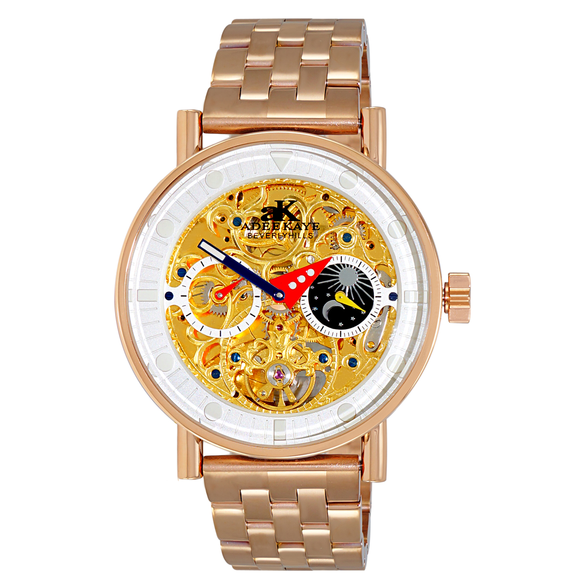 Skeleton Automatic 21 Jewels Movement , Sun and Moon Phase, AK226640_RG, Retail at 750.00
