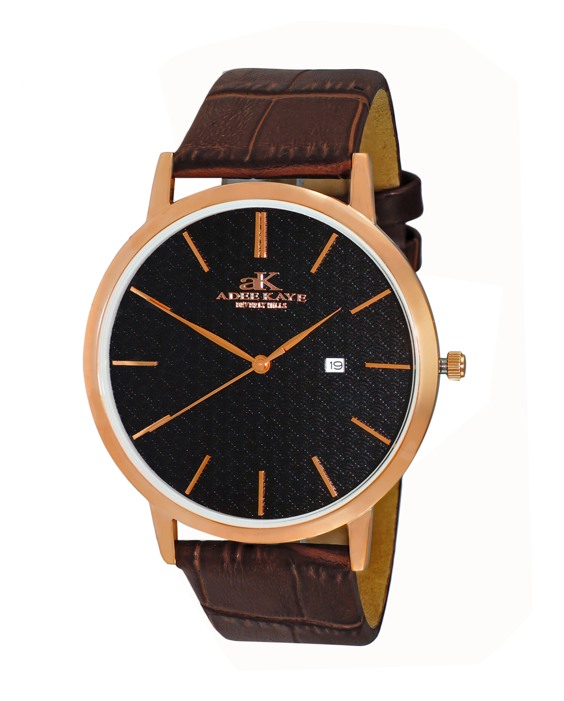 SWISS MOVEMENT, SLIM WATCH, GENUINE LEATHER BAND, AK3331MRG/BK