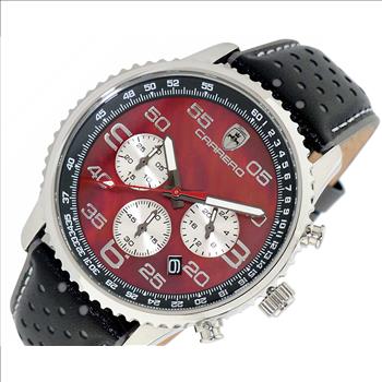 Lechateau - VR32 Movement Chronograph Mov't, Black-Brown MOP Dial, Black Genuine Leather Band, (MSRP: $2,148.00)