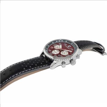 Lechateau - VR32 Movement Chronograph Mov't, Black-Brown MOP Dial, Black Genuine Leather Band, (MSRP: $2,148.00)