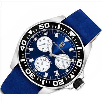 LeChateau, Men's Swiss Multi-Functiom Ronda X30 Mov't, Blue Dial - Black Bezel, Leatehr Strap,  C1BK8824-BU_BU - MSRP: $2,340.00