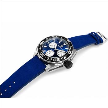 LeChateau, Men's Swiss Multi-Functiom Ronda X30 Mov't, Blue Dial - Black Bezel, Leatehr Strap,  C1BK8824-BU_BU - MSRP: $2,340.00