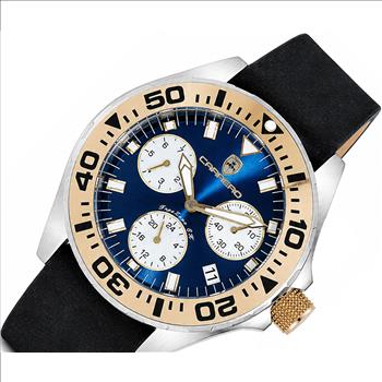 LeChateau, Men's Swiss Multi-Functiom Ronda X30 Mov't, Blue Dial - Gold Bezel, Leatehr Strap,  C1G8824-BU_BK - MSRP: $2,340.00
